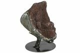 Tall Sparking Quartz Geode Section on Metal Stand - Uruguay #128079-1